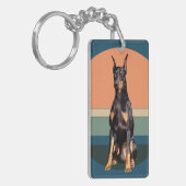 Doberman Pinscher Dog Retro Background Sleutelhang Sleutelhanger (Voorkant Links)