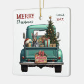 Doberman Pinscher Dog Retro Truck Kerstmis Keramisch Ornament (Links)