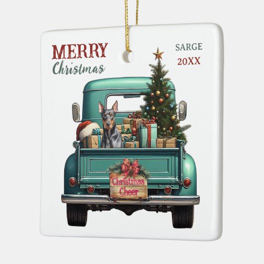 Doberman Pinscher Dog Retro Truck Kerstmis Keramisch Ornament (Links)