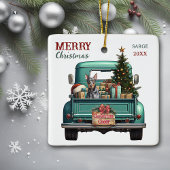 Doberman Pinscher Dog Retro Truck Kerstmis Keramisch Ornament