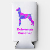 Doberman Pinscher Dog Silhouette Hot Pink & Blue Seltzer Blikjeskoeler (Voorkant)