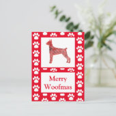 Doberman Pinscher Dog Silhouette R Vrolijk Kerstfe Briefkaart (Staand voorkant)