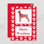 Doberman Pinscher Dog Silhouette R Vrolijk Kerstfe Briefkaart (Voorkant / Achterkant)