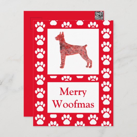 Doberman Pinscher Dog Silhouette R Vrolijk Kerstfe Briefkaart (Voorkant / Achterkant)
