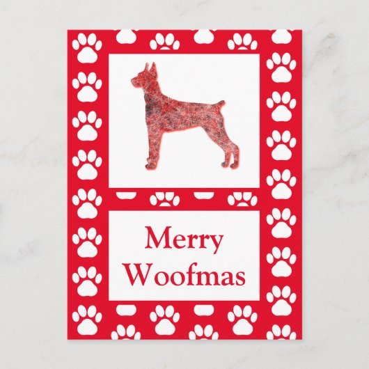 Doberman Pinscher Dog Silhouette R Vrolijk Kerstfe Briefkaart (Voorkant)