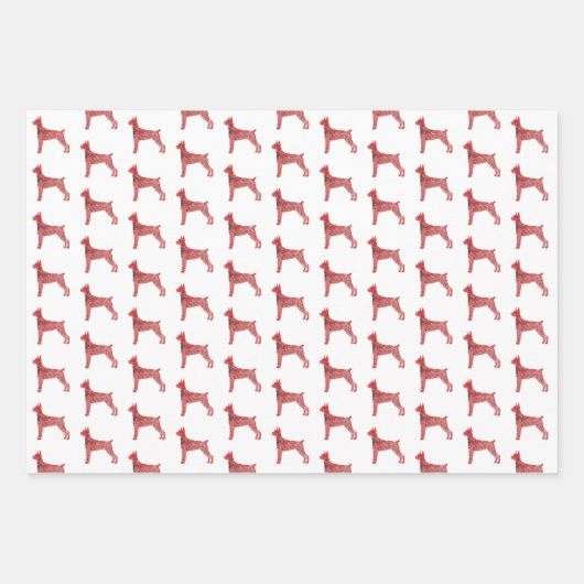 Doberman Pinscher Dog Silhouette Red Merry Woofmas Inpakpapier Vel (Voorkant 3)