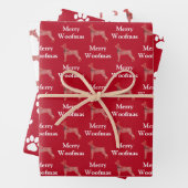Doberman Pinscher Dog Silhouette Red Merry Woofmas Inpakpapier Vel (In situ)