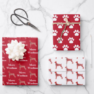 Doberman Pinscher Dog Silhouette Red Merry Woofmas Inpakpapier Vel