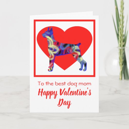 Doberman Pinscher Dog Silhouette Valentijn Day Bedankkaart (Voorkant)