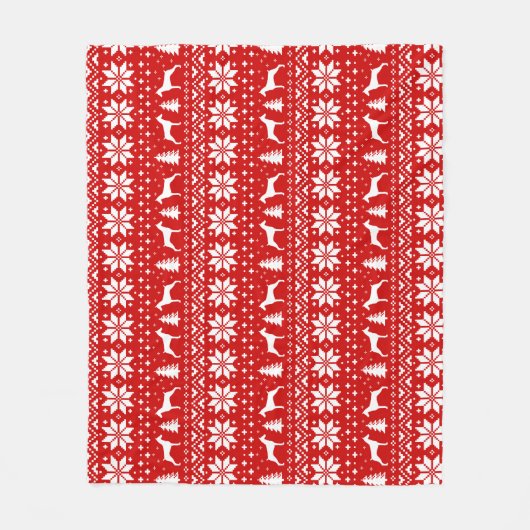 Doberman Pinscher Dog Silhouettes Kerstrood Fleece Deken (Voorkant)