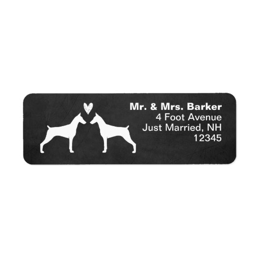 Doberman Pinscher Dog Silhouettes met hart Etiket (Voorkant)