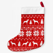 Doberman Pinscher Dog Silhouettes Pattern Cute Kleine Kerstsok (Achterkant)