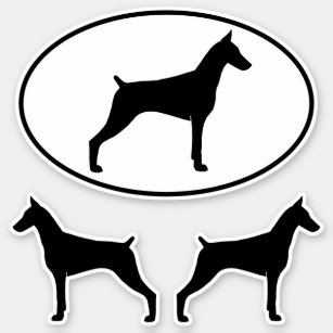 Doberman Pinscher Dog Silhouettes Sticker Set