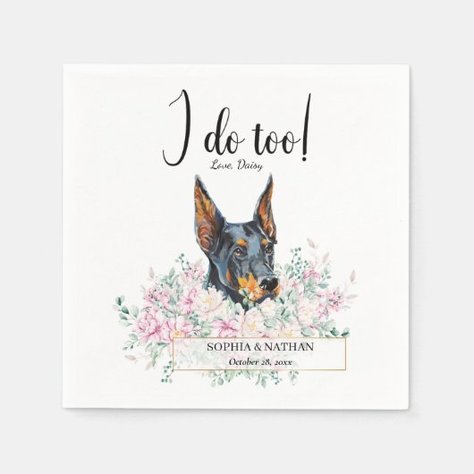 Doberman Pinscher Dog Wedding Cocktail Napkins Servet (Voorkant)