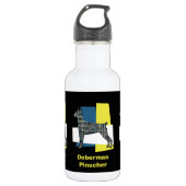 Doberman Pinscher Dog Yellow & Blue Grid Waterfles (Voorkant)