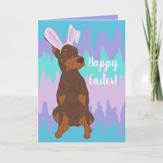 Doberman Pinscher Easter Bunny Feestdagen Kaart (Voorkant)