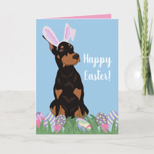 Doberman Pinscher Easter Bunny Feestdagen Kaart