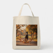 Doberman Pinscher Elegante Kruidenier Canvas tas (Achterkant)