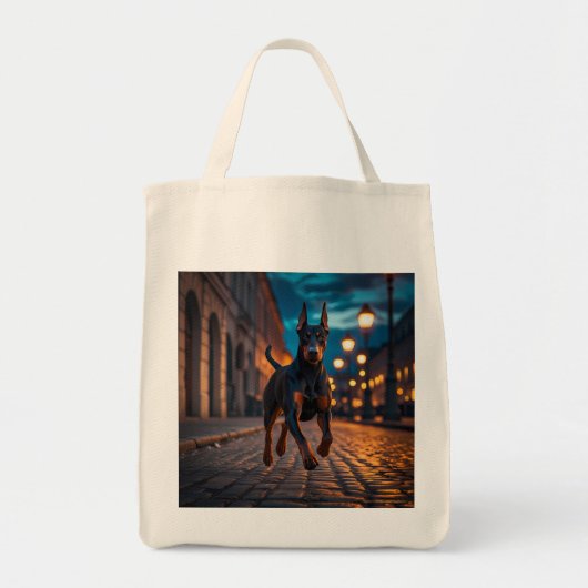 Doberman Pinscher Elegante Kruidenier Canvas tas (Voorkant)