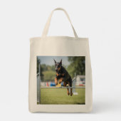 Doberman Pinscher Elegante Kruidenier Canvas tas (Achterkant)