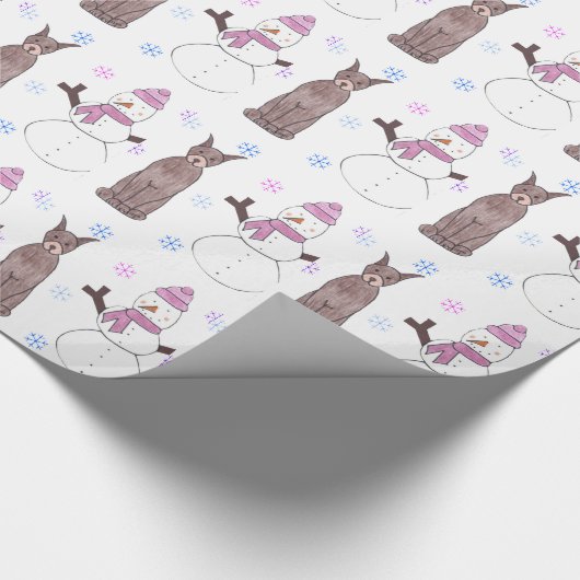 Doberman Pinscher en Snowman Cadeaupapier (Hoek)
