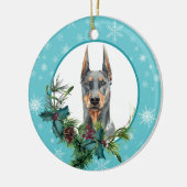 Doberman Pinscher Evergreen Blue Snowflake Keramisch Ornament (Links)
