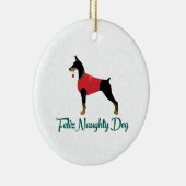 Doberman Pinscher Feliz Naughty Dog Kerstmis Keramisch Ornament (Rechts)