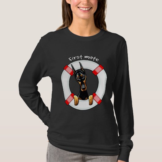 Doberman Pinscher First Mate T-shirt (Voorkant)