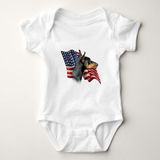 Doberman Pinscher Flag Romper (Voorkant)