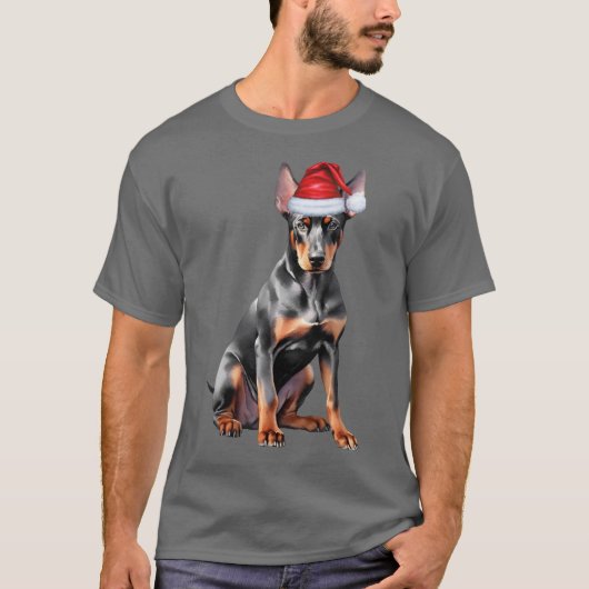 Doberman Pinscher Funny Christmas Dog Holiday T-shirt (Voorkant)