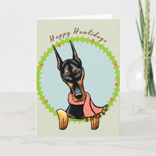 Doberman Pinscher Gelukkige Howlidays Feestdagen Kaart