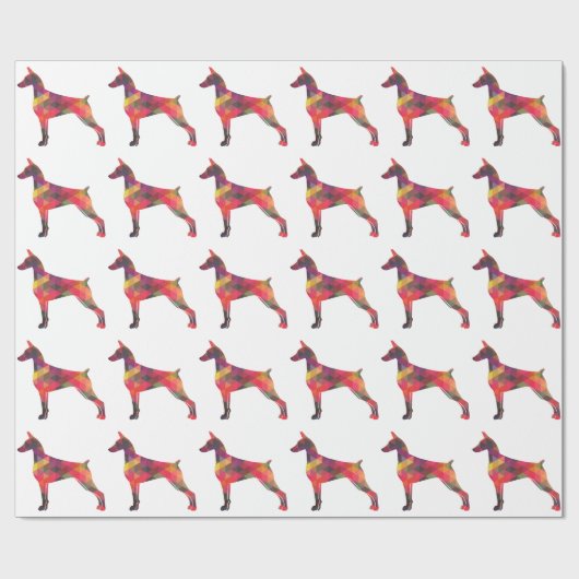 Doberman Pinscher Geometric Patten Silhouette Cadeaupapier (Vlak)