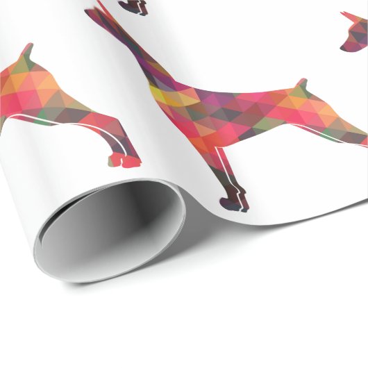 Doberman Pinscher Geometric Patten Silhouette Cadeaupapier (Rol Hoek)