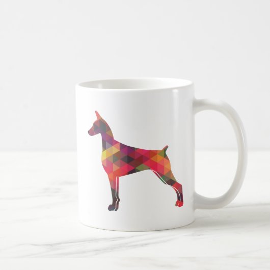 Doberman Pinscher Geometric Patten Silhouette Koffiemok (Rechts)