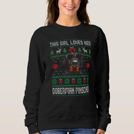 Doberman Pinscher Girl Cool Ugly Christmas for Dog Trui (Voorkant)