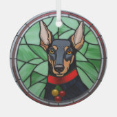 Doberman Pinscher Glas in lood Kerstmis Glas Ornament (Voorkant)