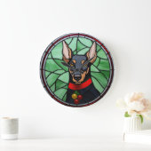 Doberman Pinscher Glas in lood Kerstmis Grote Klok (Huis)