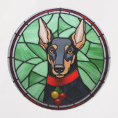 Doberman Pinscher Glas in lood Kerstmis Labels (Design 1)