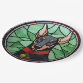 Doberman Pinscher Glas in lood Kerstmis Papieren Bordje (Gekanteld)