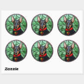 Doberman Pinscher Glas in lood Kerstmis Ronde Sticker (Vel)