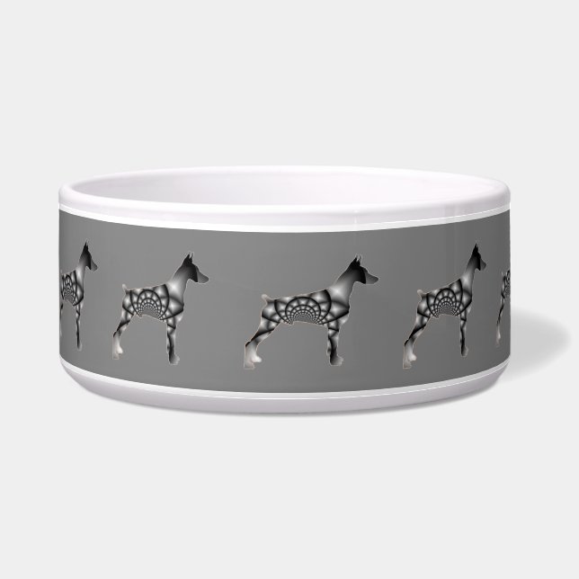 Doberman Pinscher Gray Dog Bowl Voerbakje (Voorkant)