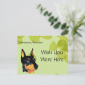 Doberman Pinscher ~ Green Leaves Design Briefkaart (Staand voorkant)