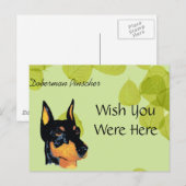 Doberman Pinscher ~ Green Leaves Design Briefkaart (Voorkant / Achterkant)