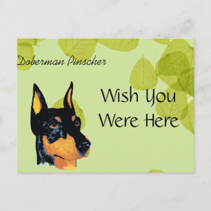 Doberman Pinscher ~ Green Leaves Design Briefkaart