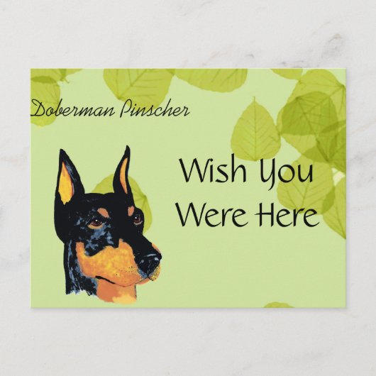 Doberman Pinscher ~ Green Leaves Design Briefkaart (Voorkant)
