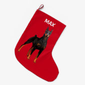 Doberman Pinscher Grote Kerstsok (Voorkant (Hangend))