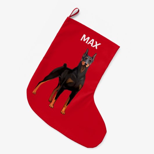 Doberman Pinscher Grote Kerstsok (Voorkant (Hangend))
