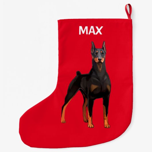 Doberman Pinscher Grote Kerstsok (Achterkant)