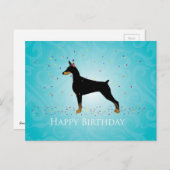 Doberman Pinscher Happy Birthday Design Briefkaart (Voorkant / Achterkant)