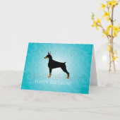 Doberman Pinscher Happy Birthday Design Kaart (Gele Bloem)